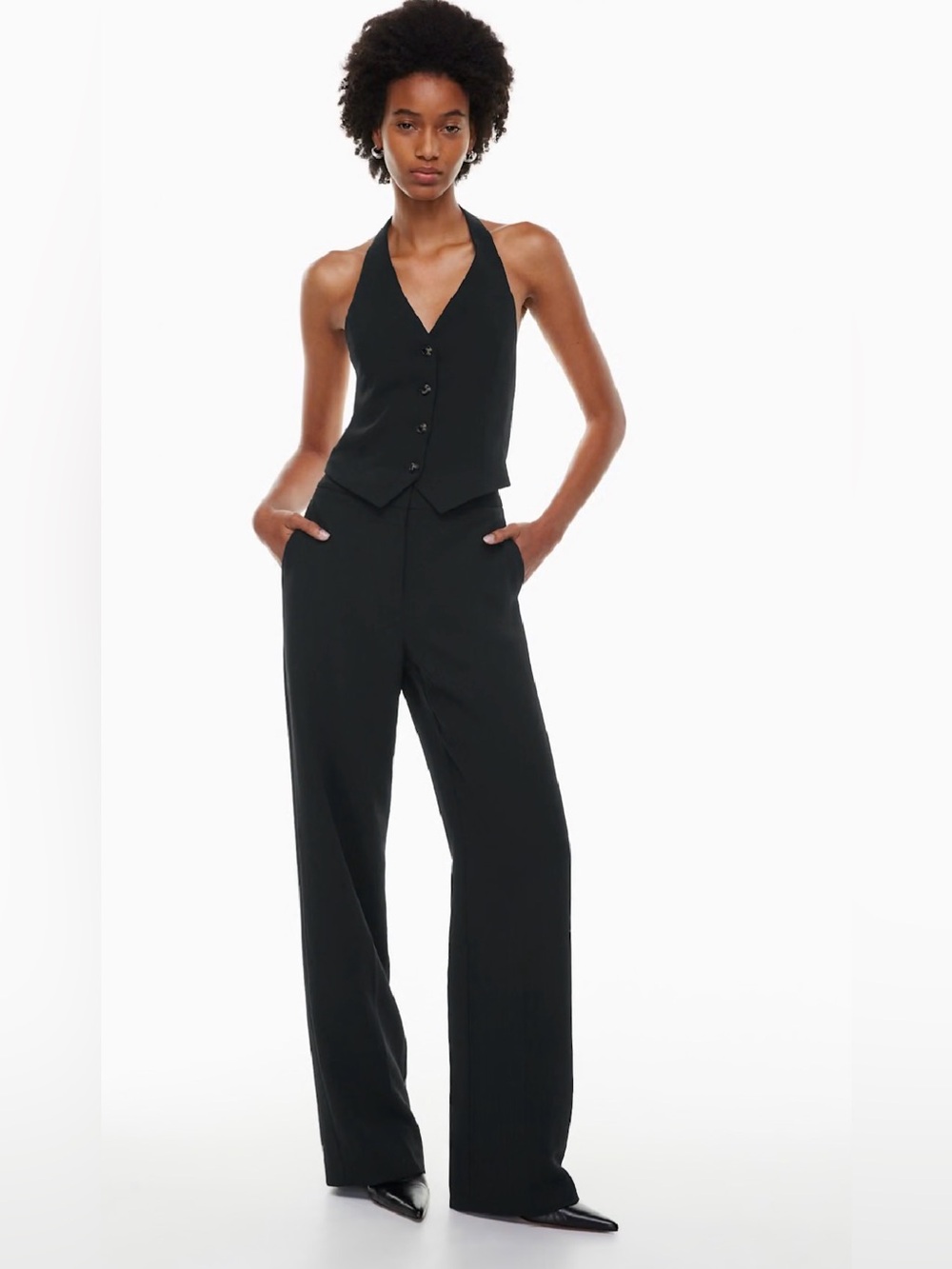 Aritzia Wilfred Alanya Black Pant Trouser Women Size 4 Wide Leg NEW - Picture 1 of 10